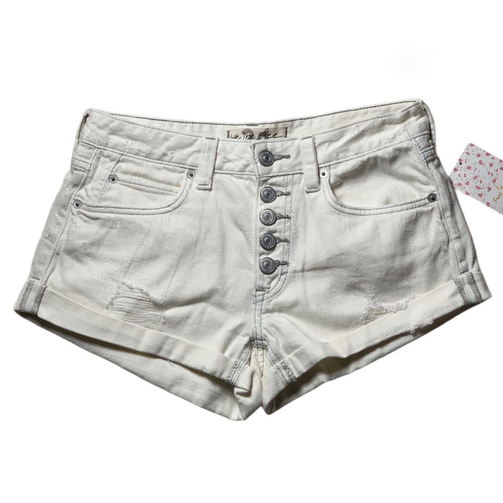 Free People White Jean Shorts